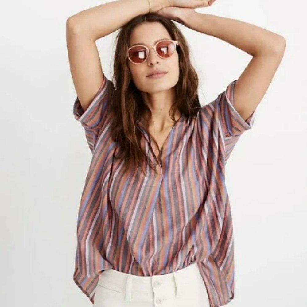 Madewell Courier Button-Back Oversized in Rainbow Stripe